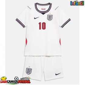 Camisa de Futebol Inglaterra Jude Bellingham #10 Equipamento Principal Infantil Mundo 2026 Manga Curta (+ Calças curtas)